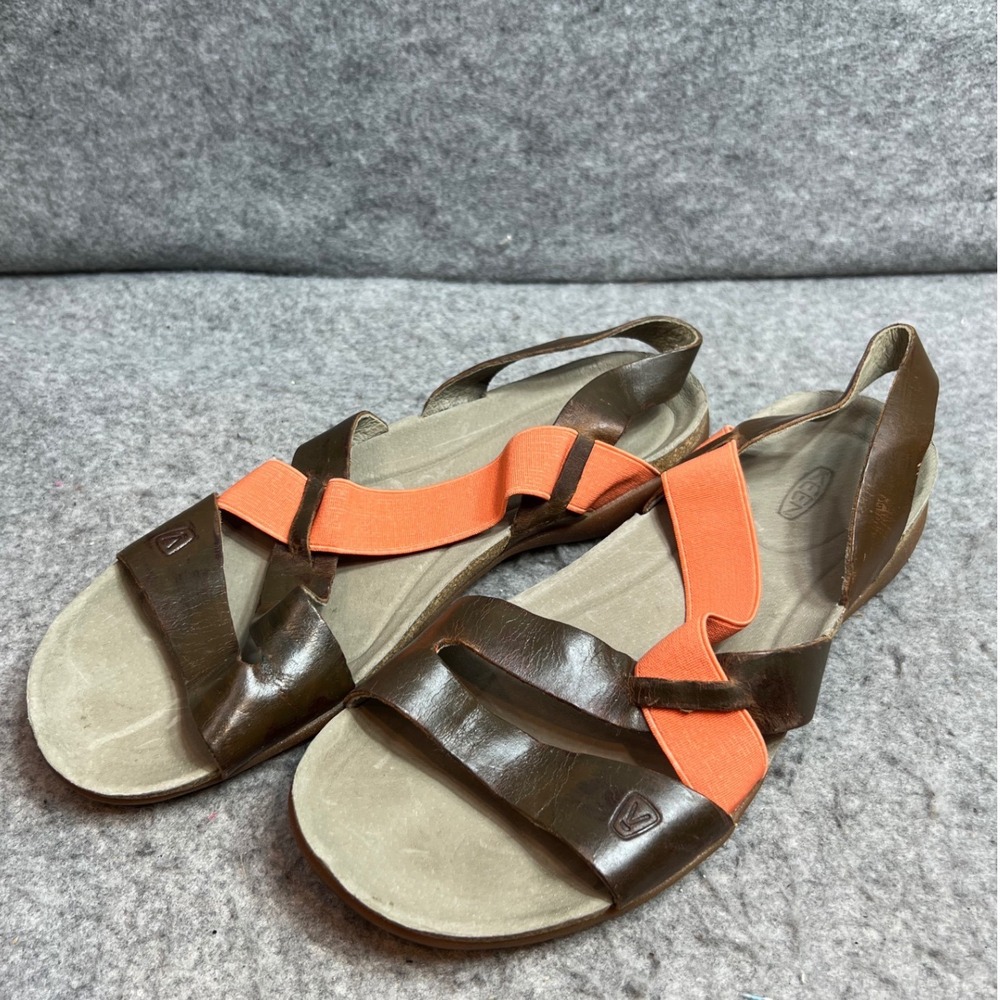 Keen Womens Leather Strappy Slingback Sandals Brown Peach Gorpcore Outdoor Sz 7